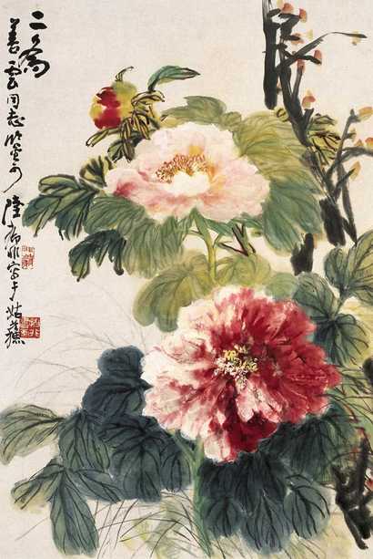 陆抑非 二乔 镜心